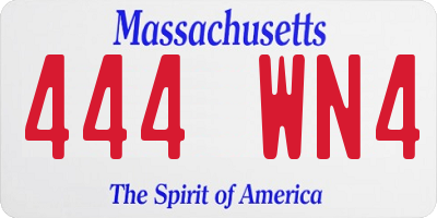 MA license plate 444WN4