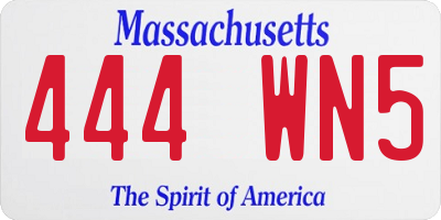 MA license plate 444WN5