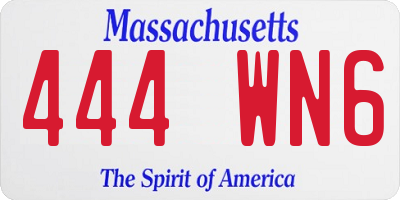 MA license plate 444WN6