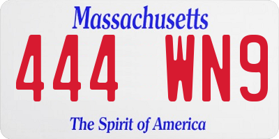 MA license plate 444WN9