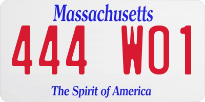 MA license plate 444WO1