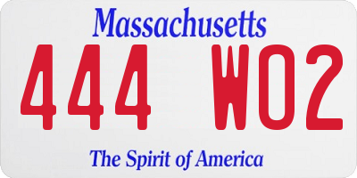 MA license plate 444WO2