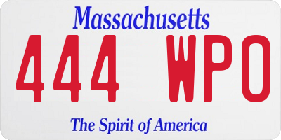 MA license plate 444WP0