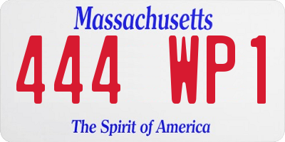 MA license plate 444WP1