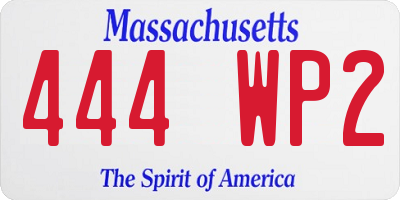 MA license plate 444WP2