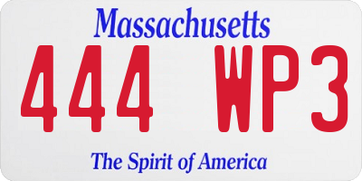MA license plate 444WP3