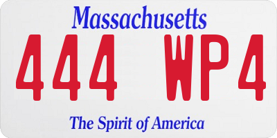 MA license plate 444WP4