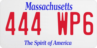 MA license plate 444WP6