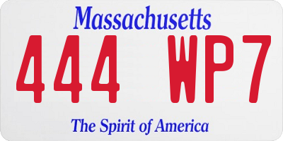 MA license plate 444WP7