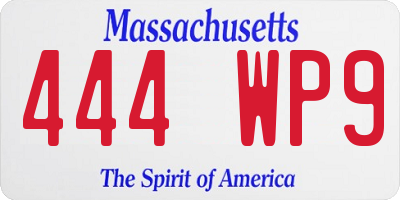 MA license plate 444WP9