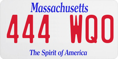 MA license plate 444WQ0
