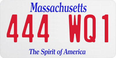MA license plate 444WQ1