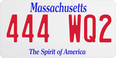 MA license plate 444WQ2