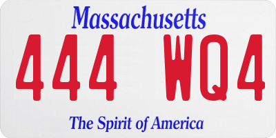 MA license plate 444WQ4