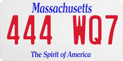 MA license plate 444WQ7