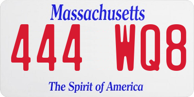 MA license plate 444WQ8