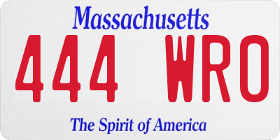 MA license plate 444WR0