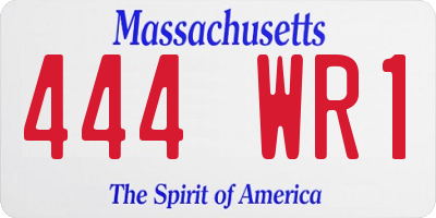 MA license plate 444WR1