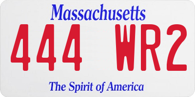 MA license plate 444WR2