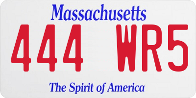 MA license plate 444WR5