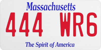 MA license plate 444WR6