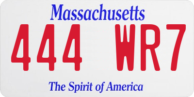 MA license plate 444WR7