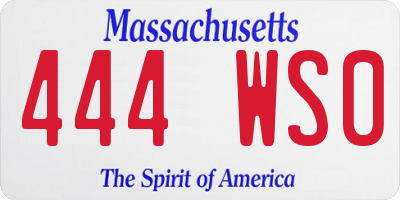 MA license plate 444WS0