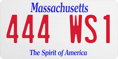 MA license plate 444WS1
