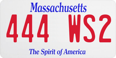 MA license plate 444WS2