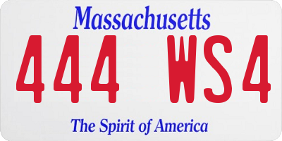 MA license plate 444WS4