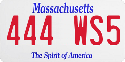 MA license plate 444WS5