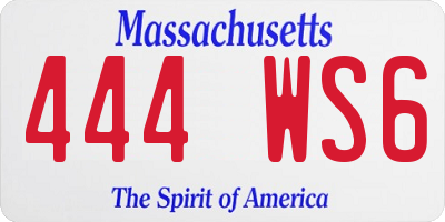 MA license plate 444WS6