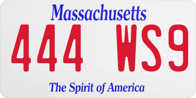 MA license plate 444WS9