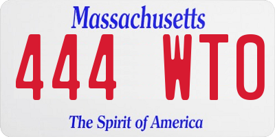 MA license plate 444WT0