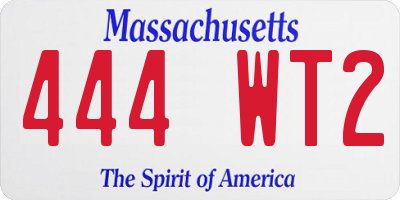 MA license plate 444WT2