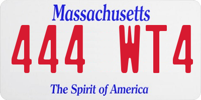 MA license plate 444WT4