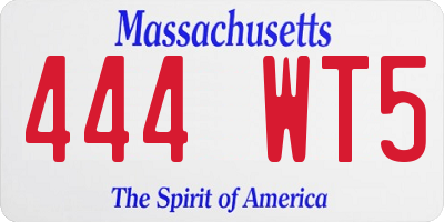 MA license plate 444WT5