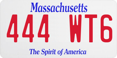 MA license plate 444WT6