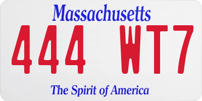 MA license plate 444WT7