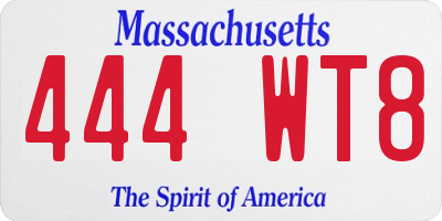 MA license plate 444WT8