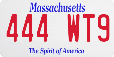 MA license plate 444WT9