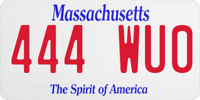 MA license plate 444WU0