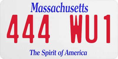 MA license plate 444WU1