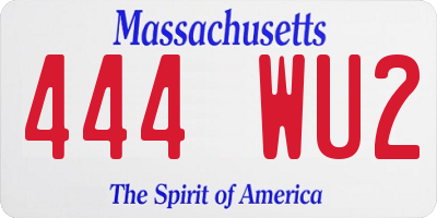 MA license plate 444WU2