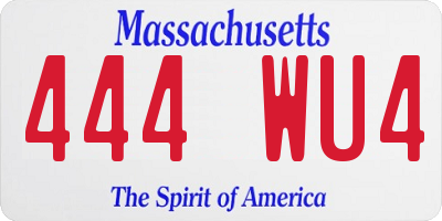 MA license plate 444WU4