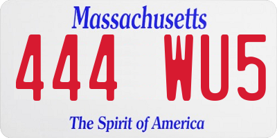 MA license plate 444WU5