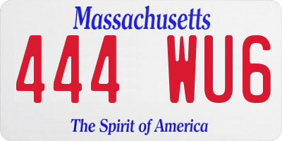 MA license plate 444WU6