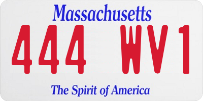 MA license plate 444WV1