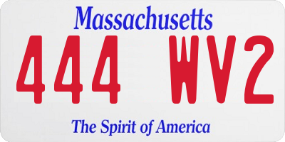 MA license plate 444WV2
