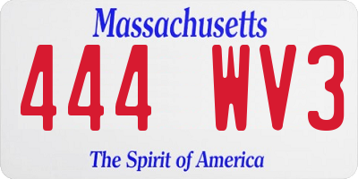 MA license plate 444WV3